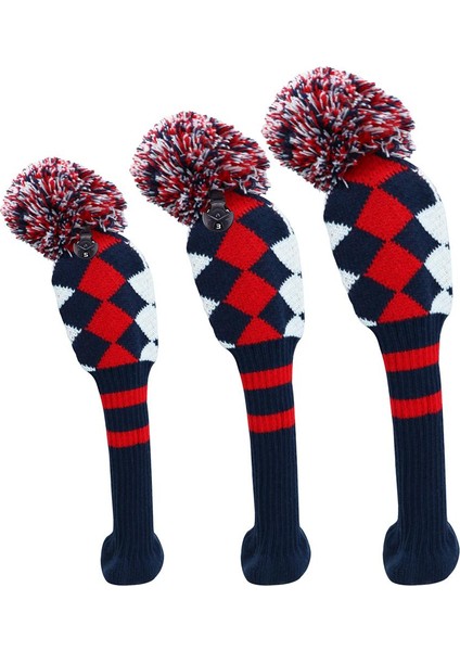 3 Parça Pom Pom Kafa Kapakları Fairway Örme Golf Ahşap Headcover Koruyucu Lozma (Yurt Dışından) fiyatları