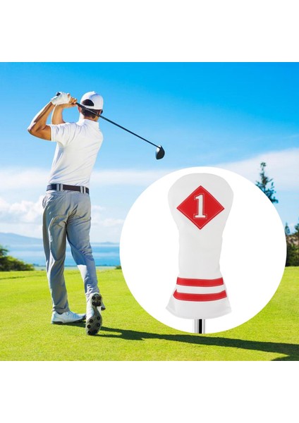 Kulüp Başlık Sürücüsü Aksesuarları Kapsar Uzun Boyun Golf Ahşap Kafa Kapağı Beyaz Kırmızı 1 (Yurt Dışından) fırsatları