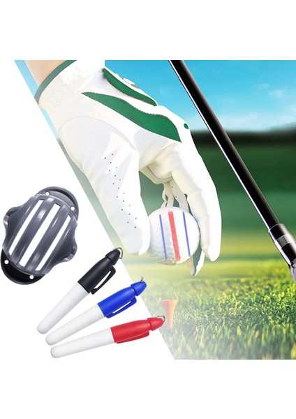 Golf Topu Liner Marker Hattı Çizim Şablonu Hizalama Stencil Koyarak Aıds Siyah 3 Kalem (Yurt Dışından) modelleri