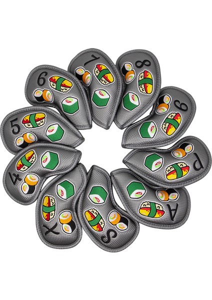 10PCS Suşi Desen Golf Demir Kapsar Profesyonel Aksesuar Pürüzsüz Doku Gümüş Gri (Yurt Dışından)