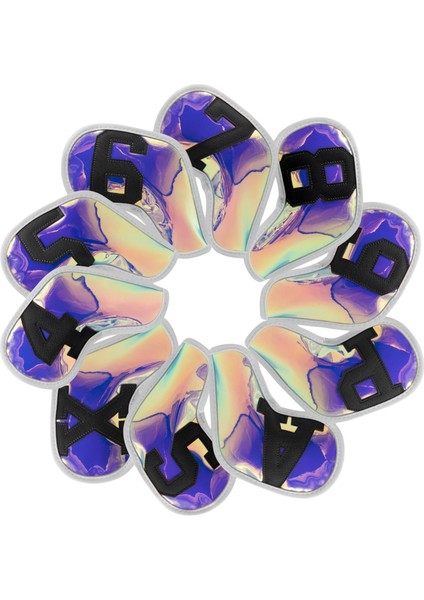 10X Golf Demir Headcover Set Tüm Markalar Uyar Büyük Numarası Kulübü Kafa Kapak Siyah Numarası (Yurt Dışından)