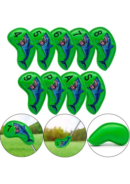 9x Golf Demir Kafa Golf Kulüpleri Için Kapakları Takozlar 4,5,6,7,8,9, A, S, P W / No.tag Green (Yurt Dışından) modelleri