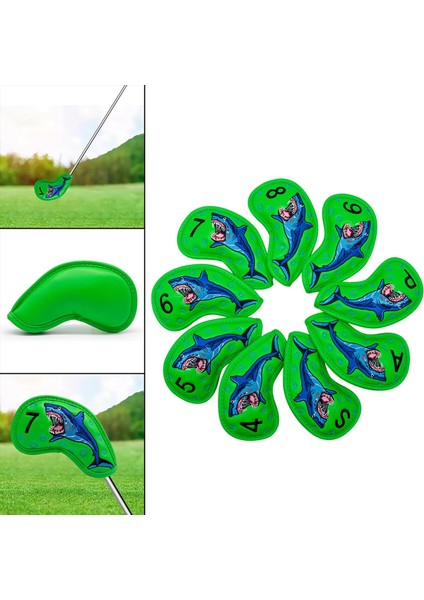 9x Golf Demir Kafa Golf Kulüpleri Için Kapakları Takozlar 4,5,6,7,8,9, A, S, P W / No.tag Green (Yurt Dışından) fırsatları