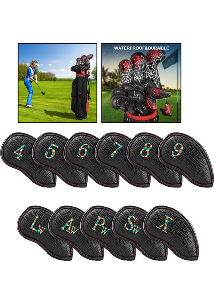 11 Adet Golf Demir Kafası Deri Golf Işlemeli Numarası Kapsar (Yurt Dışından) fırsatları