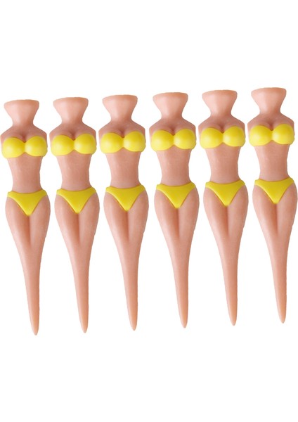 6 Adet Golf Tees Golf Tees Bikini Kız Figürü Komik Hediye 78MM Sarı (Yurt Dışından)