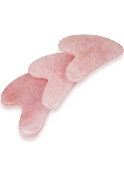 Pembe Kuvars Doğal Taş Gua Sha Yüz Masaj Taşı