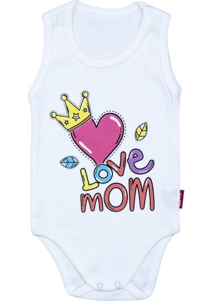 Love Mom Yazılı Çıtçıtlı Badi %100 Pamuk