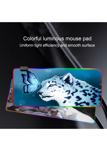 Oyun Mouse Pad USB Powered Su Geçirmez Tek Side Büyük Boyutlu Kalın Slip Olmayan Kauçuk Rgb Renkli Hafif Masaüstü Klavye Ped Ofis Için (Yurt Dışından)