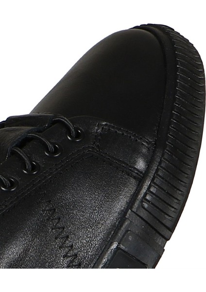 Orthopedix Basel 102 20250 Hakiki Deri Siyah-Siyah Erkek Sneaker Spor Ayakkabı