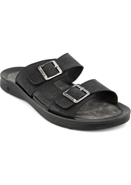 Orthopedix Kane Çift Tokalı Siyah Erkek Terlik 33300