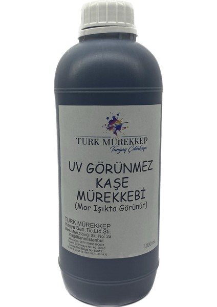 Uv Görünmez Kaşe Mürekkebi 1000 Ml. (Mor Işıkta Görünür)