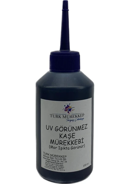 Turk Mürekkep Uv Görünmez Kaşe Mürekkebi 100 Ml.  (Mor Işıkta Görünür)