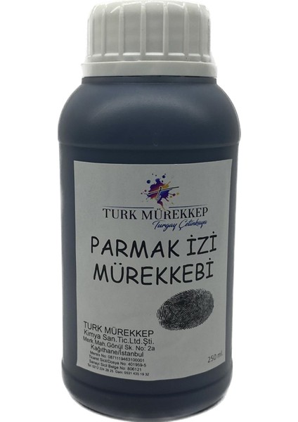 Parmak İzi Mürekkebi Siyah Renk (Fingerprint Ink) 250 Ml.