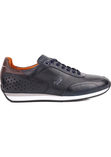 13113 Sneaker Lacivert Deri Ayakkabı
