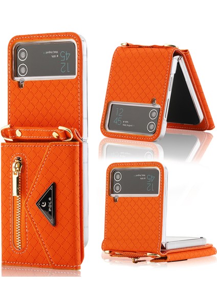 For Samsung Galaxy Z Flip4 Izgara Deseni Çapraz Beden Cüzdan Cep Telefonu Kılıfları (Yurt Dışından) fiyatları