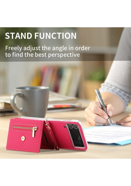For Samsung Galaxy Z Flip3 Izgara Deseni Çapraz Beden Cüzdan Cep Telefonu Kılıfları (Yurt Dışından) fırsatları