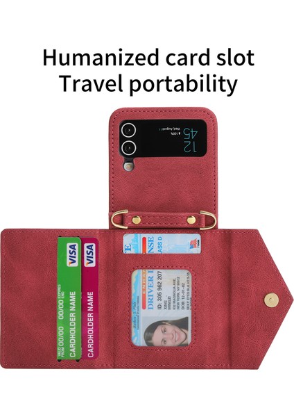 For Samsung Galaxy Z Flip4 Cilt Hissi Çapraz Beden Cüzdan Cep Telefonu Kılıfları (Yurt Dışından) fiyatları