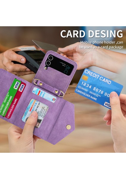 For Samsung Galaxy Z Flip4 Cilt Hissi Çapraz Beden Cüzdan Cep Telefonu Kılıfları (Yurt Dışından) modelleri