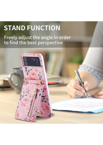 For Samsung Galaxy Z Flip3 Gül Model Çapraz Beden Cüzdan Cep Telefonu Kılıfları (Yurt Dışından) fırsatları