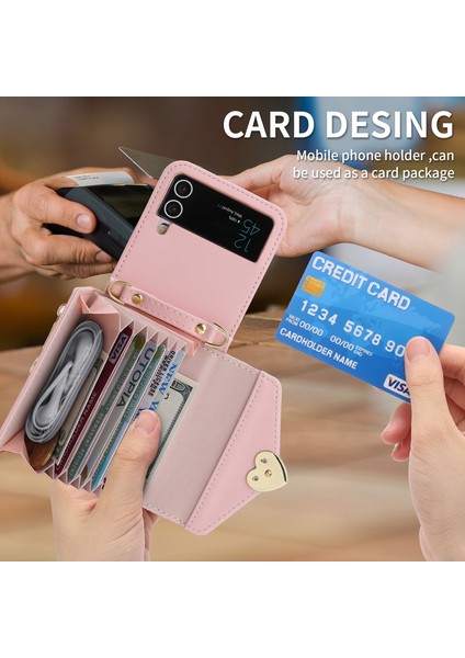 For Samsung Galaxy Z Flip3 Aşk Cüzdan Çapraz Beden Cep Telefonu Kılıfları (Yurt Dışından) modelleri