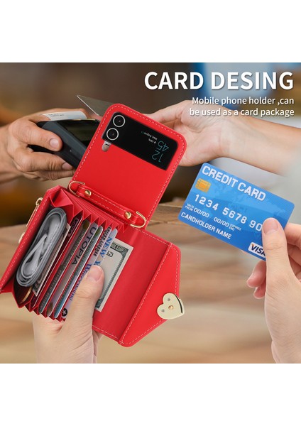 For Samsung Galaxy Z Flip3 Aşk Cüzdan Çapraz Beden Cep Telefonu Kılıfları (Yurt Dışından) modelleri