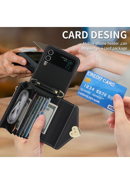 For Samsung Galaxy Z Flip3 Aşk Cüzdan Çapraz Beden Cep Telefonu Kılıfları (Yurt Dışından) modelleri