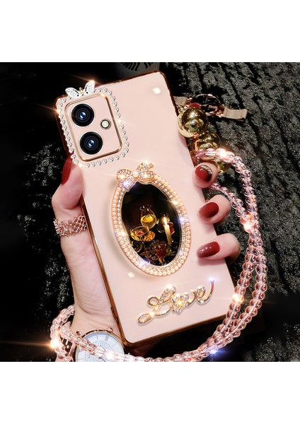 For Poco X5 5g Dıy Ayna Love Mektup Kristal Zinciri Cep Telefonu Kılıfları (Yurt Dışından)