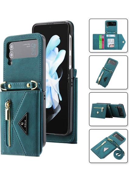 For Samsung Galaxy Z Flip4 Cilt Hissi Çapraz Beden Cüzdan Cep Telefonu Kılıfları (Yurt Dışından)