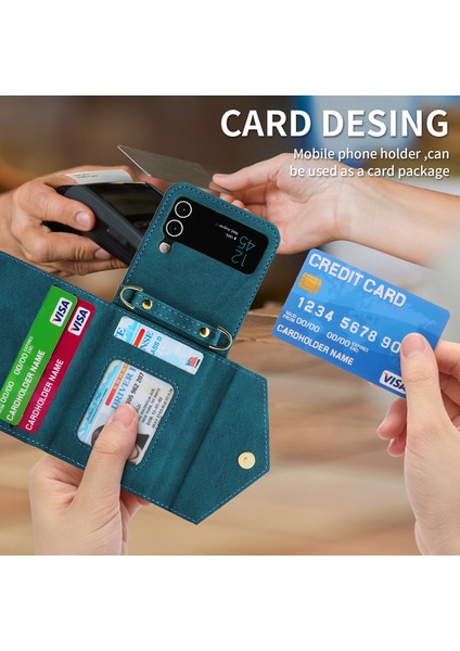 For Samsung Galaxy Z Flip4 Cilt Hissi Çapraz Beden Cüzdan Cep Telefonu Kılıfları (Yurt Dışından) modelleri