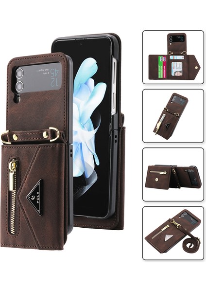 For Samsung Galaxy Z Flip3 Cilt Hissi Çapraz Beden Cüzdan Cep Telefonu Kılıfları (Yurt Dışından)