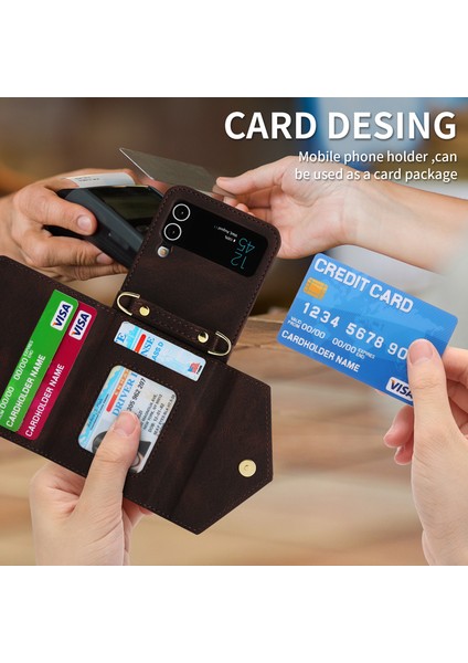 For Samsung Galaxy Z Flip3 Cilt Hissi Çapraz Beden Cüzdan Cep Telefonu Kılıfları (Yurt Dışından) modelleri