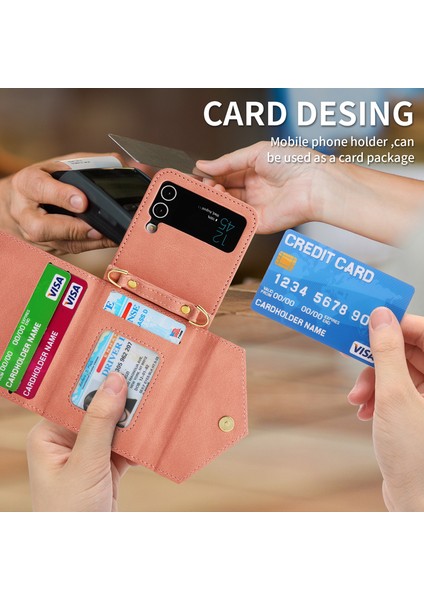 For Samsung Galaxy Z Flip3 Cilt Hissi Çapraz Beden Cüzdan Cep Telefonu Kılıfları (Yurt Dışından) modelleri