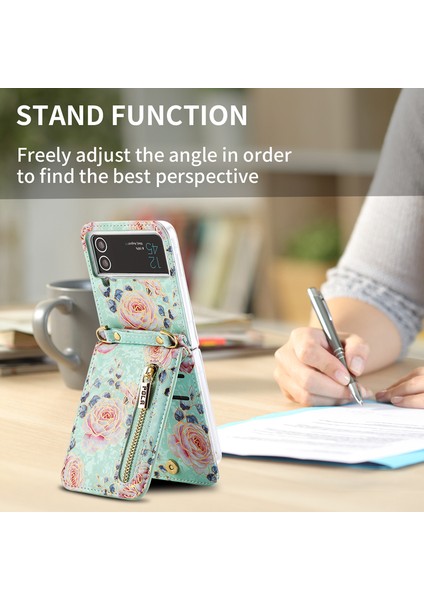 For Samsung Galaxy Z Flip4 Gül Model Çapraz Beden Cüzdan Cep Telefonu Kılıfları (Yurt Dışından) fırsatları