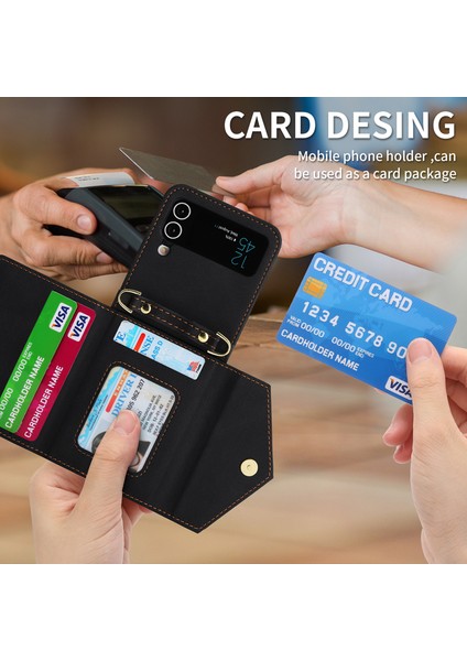 For Samsung Galaxy Z Flip4 Cilt Hissi Çapraz Beden Cüzdan Cep Telefonu Kılıfları (Yurt Dışından) modelleri