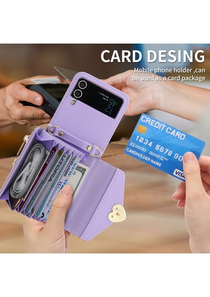 For Samsung Galaxy Z Flip4 Aşk Cüzdan Çapraz Beden Cep Telefonu Kılıfları (Yurt Dışından) modelleri