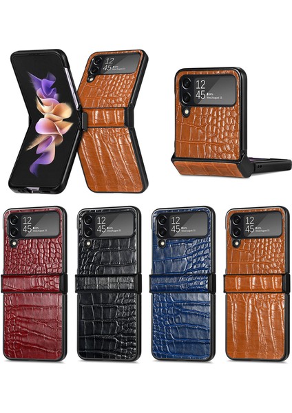 For Samsung Galaxy Z Flip4 Timsah Deseni Menteşe Cep Telefonu Kılıfları (Yurt Dışından) fiyatları