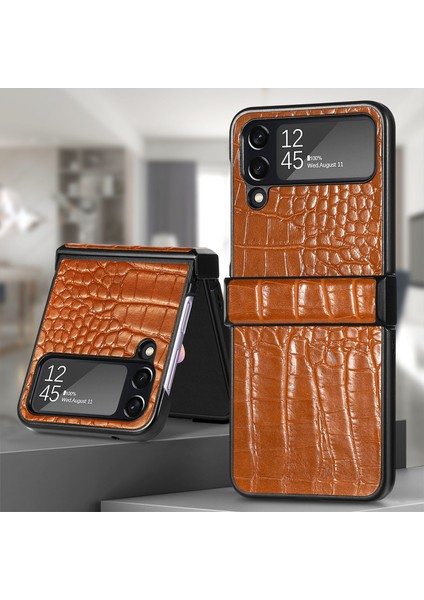 For Samsung Galaxy Z Flip4 Timsah Deseni Menteşe Cep Telefonu Kılıfları (Yurt Dışından)