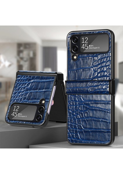 For Samsung Galaxy Z Flip4 Timsah Deseni Menteşe Cep Telefonu Kılıfları (Yurt Dışından)