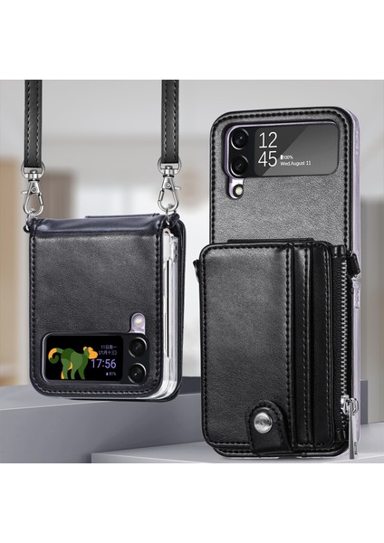 For Samsung Galaxy Z Flip3 Uzun Şerit Sökmek Fermuar Cep Telefonu Kılıfları (Yurt Dışından)
