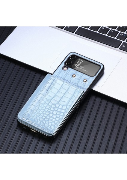 For Samsung Galaxy Z Flip4 Timsah Deseni Manyetik Toka Yakın Kart Cep Telefonu Kılıfları (Yurt Dışından)