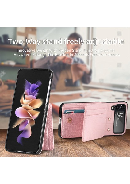 For Samsung Galaxy Z Flip4 Timsah Deseni Manyetik Toka Yakın Kart Cep Telefonu Kılıfları (Yurt Dışından) fırsatları