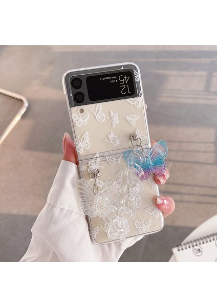 For Samsung Galaxy Z Flip4 Kelebek Deseni Dıy Bileklik Cep Telefonu Kılıfları (Yurt Dışından)
