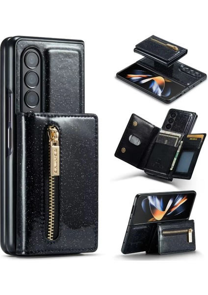 For Samsung Galaxy Z Fold4 Manyetik Emme Sıkışmak Işıltılı Toz Cep Telefonu Kılıfları (Yurt Dışından)