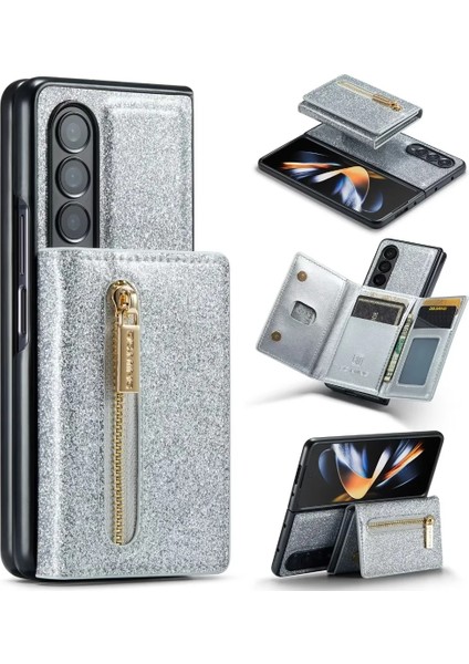 For Samsung Galaxy Z Fold4 Manyetik Emme Sıkışmak Işıltılı Toz Cep Telefonu Kılıfları (Yurt Dışından)