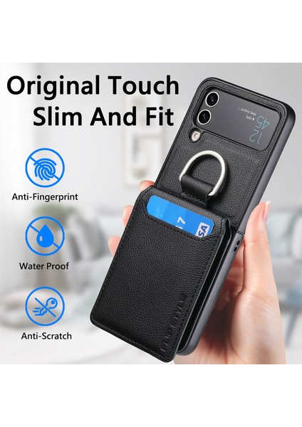 For Samsung Galaxy Z Flip3 Yüzük Lychee Deseni Cüzdan Cep Telefonu Kılıfları (Yurt Dışından) modelleri