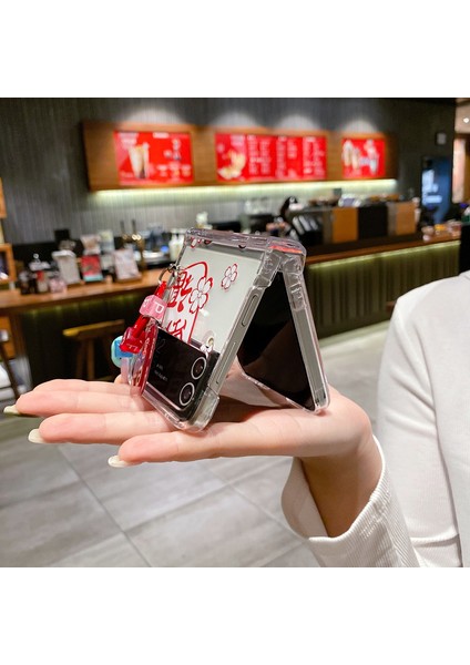 For Samsung Galaxy Z Flip4 Dıy Şanslı Kedi Menteşe Cep Telefonu Kılıfları Kılıfı (Yurt Dışından) modelleri