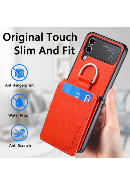 For Samsung Galaxy Z Flip3 Yüzük Lychee Deseni Cüzdan Cep Telefonu Kılıfları (Yurt Dışından) modelleri