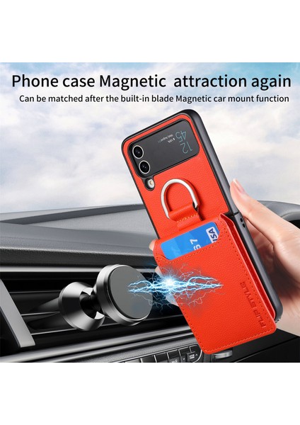 For Samsung Galaxy Z Flip3 Yüzük Lychee Deseni Cüzdan Cep Telefonu Kılıfları (Yurt Dışından) fırsatları