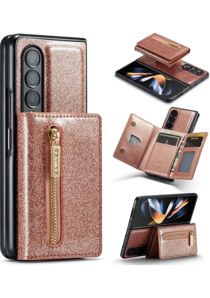 For Samsung Galaxy Z Fold4 Manyetik Emme Sıkışmak Işıltılı Toz Cep Telefonu Kılıfları (Yurt Dışından)