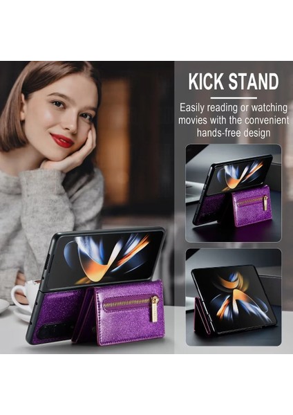 For Samsung Galaxy Z Fold3 Manyetik Emme Sıkışmak Işıltılı Toz Cep Telefonu Kılıfları (Yurt Dışından)